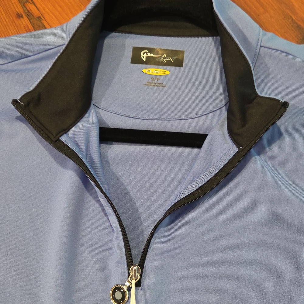 Greg Norman Play Dry Periwinkle Half Zip Golf Top Black Trim Small - Picture 5 of 9